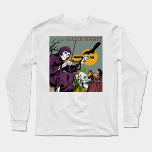 Skeleton playing at a game night Long Sleeve T-Shirt